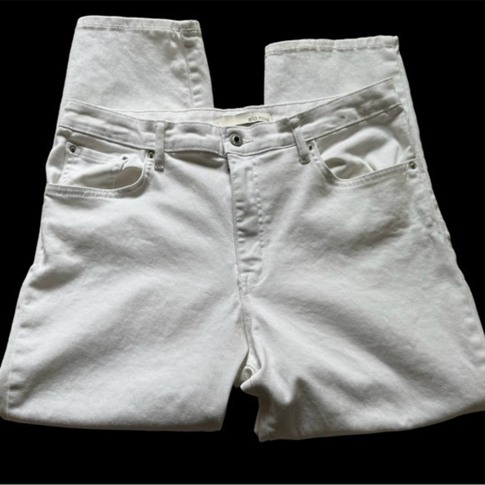 Ella Moss White Cotton Denim High Waist Straight Cropped Jeans Size 12 NWOT